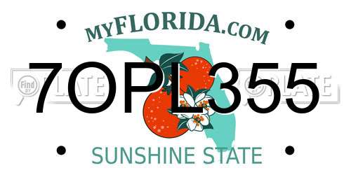 7OPL355 Florida License Plate