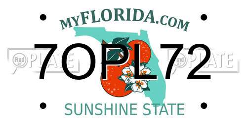 7OPL72 Florida License Plate