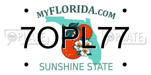 7OPL77 Florida License Plate