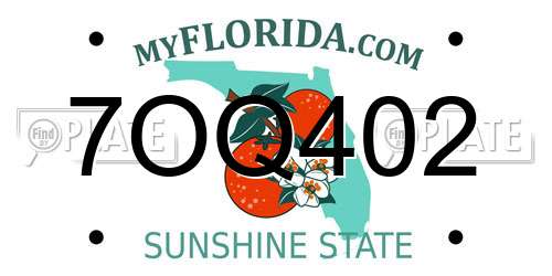 7OQ402 Florida License Plate