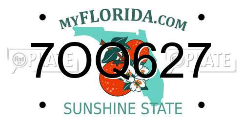 7OQ627 Florida License Plate