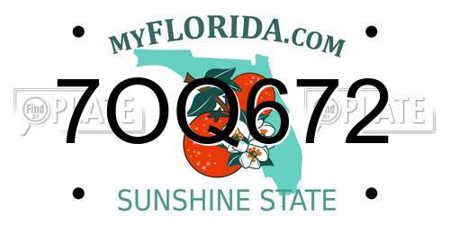 7OQ672 Florida License Plate