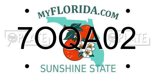 7OQA02 Florida License Plate