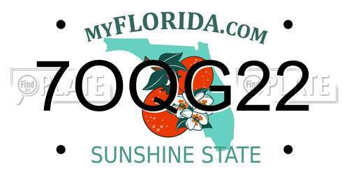 7OQG22 Florida License Plate