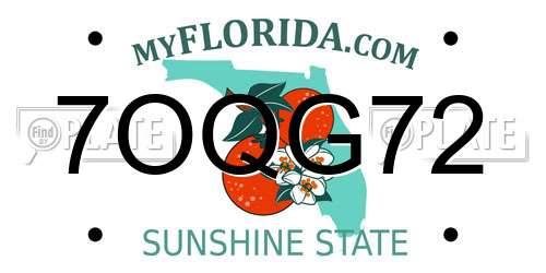 7OQG72 Florida License Plate