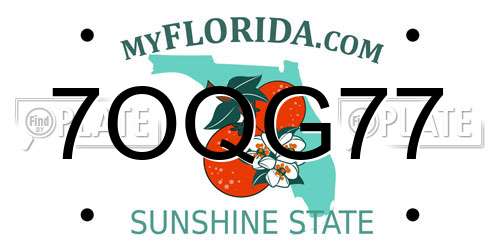 7OQG77 Florida License Plate