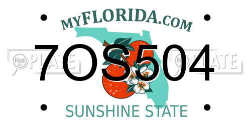 7OS504 Florida License Plate