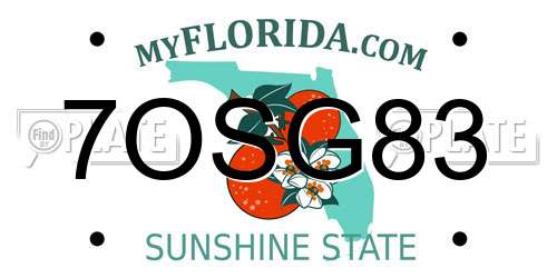 7OSG83 Florida License Plate