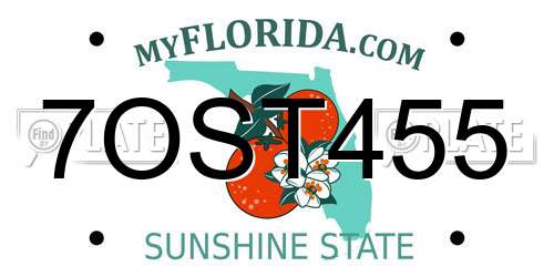 7OST455 Florida License Plate
