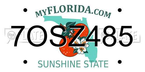 7OSZ485 Florida License Plate