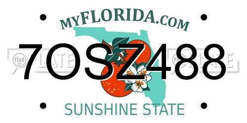7OSZ488 Florida License Plate