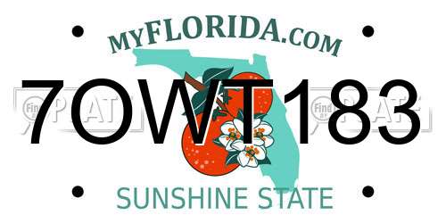 7OWT183 Florida License Plate