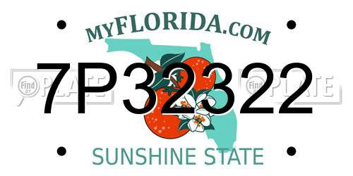 7P32322 Florida License Plate