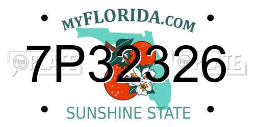 7P32326 Florida License Plate