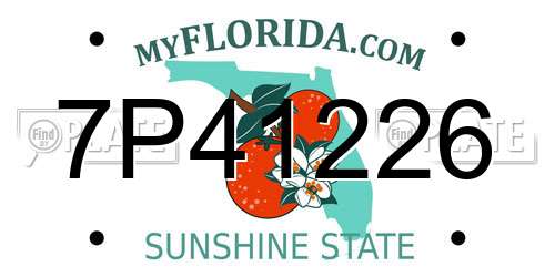 7P41226 Florida License Plate