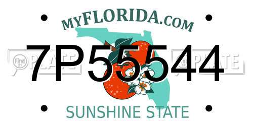 7P55544 Florida License Plate