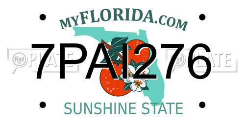 7PAI276 Florida License Plate