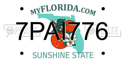 7PAI776 Florida License Plate