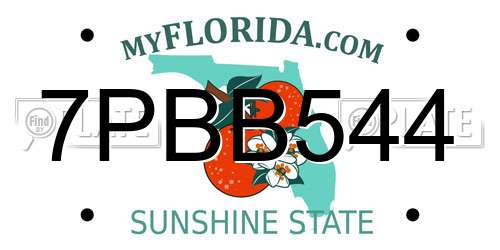 7PBB544 Florida License Plate