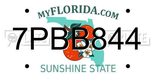 7PBB844 Florida License Plate