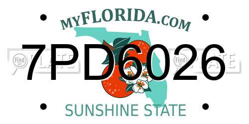7PD6026 Florida License Plate