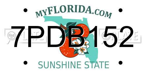 7PDB152 Florida License Plate