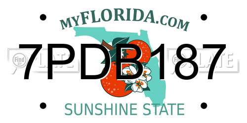 7PDB187 Florida License Plate