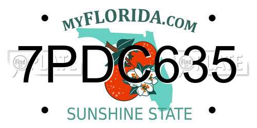 7PDC635 Florida License Plate