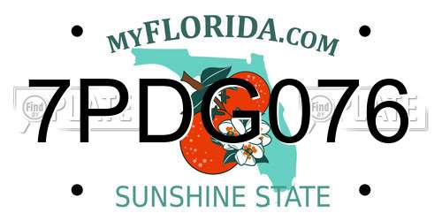 7PDG076 Florida License Plate