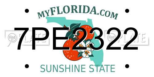 7PE2322 Florida License Plate