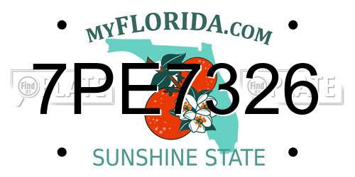 7PE7326 Florida License Plate