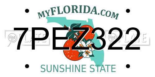 7PEZ322 Florida License Plate