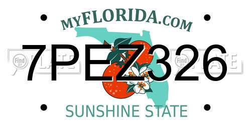 7PEZ326 Florida License Plate