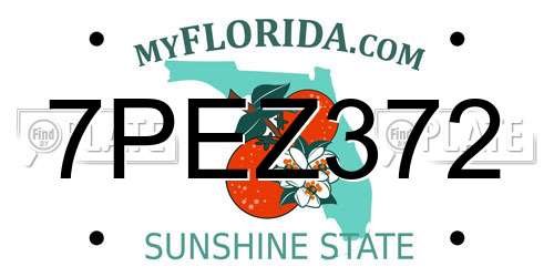 7PEZ372 Florida License Plate