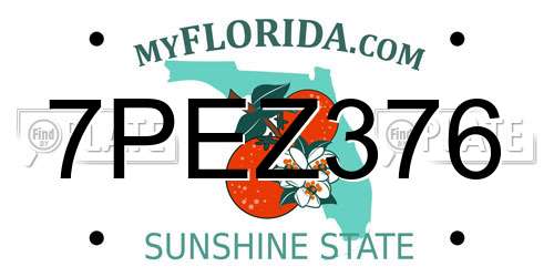 7PEZ376 Florida License Plate