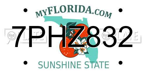 7PHZ832 Florida License Plate