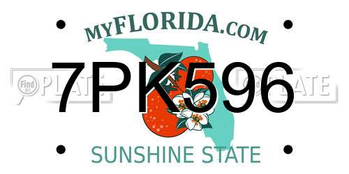 7PK596 Florida License Plate