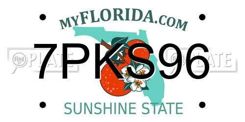 7PKS96 Florida License Plate