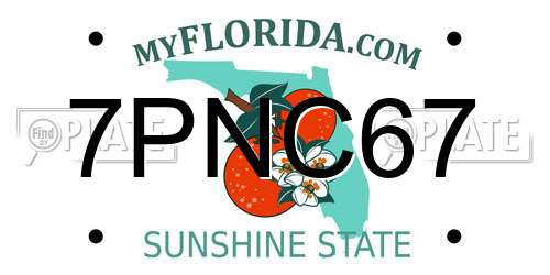 7PNC67 Florida License Plate
