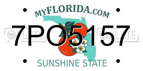 7PO5157 Florida License Plate