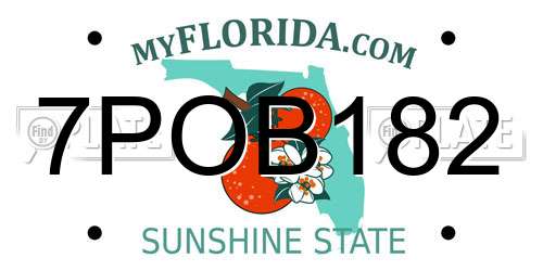 7POB182 Florida License Plate