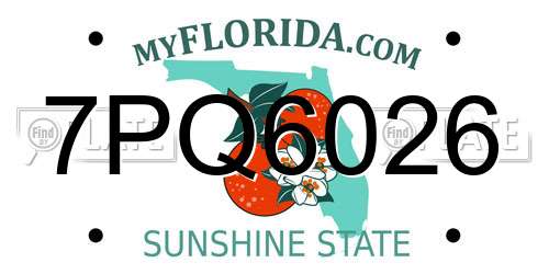 7PQ6026 Florida License Plate