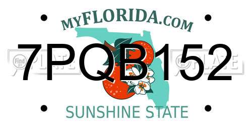 7PQB152 Florida License Plate