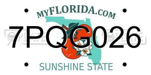 7PQG026 Florida License Plate