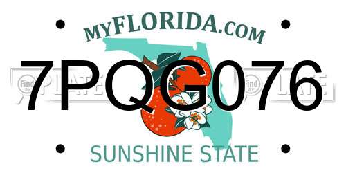 7PQG076 Florida License Plate