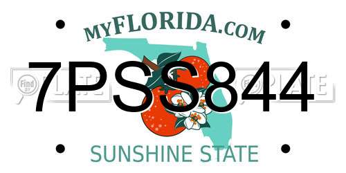 7PSS844 Florida License Plate
