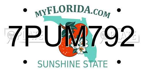 7PUM792 Florida License Plate