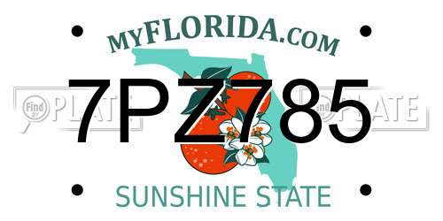 7PZ785 Florida License Plate
