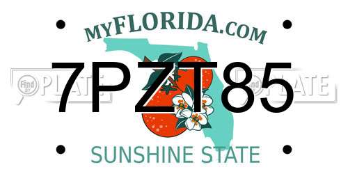 7PZT85 Florida License Plate