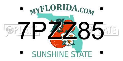7PZZ85 Florida License Plate